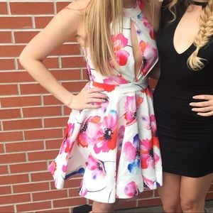 White and floral dress